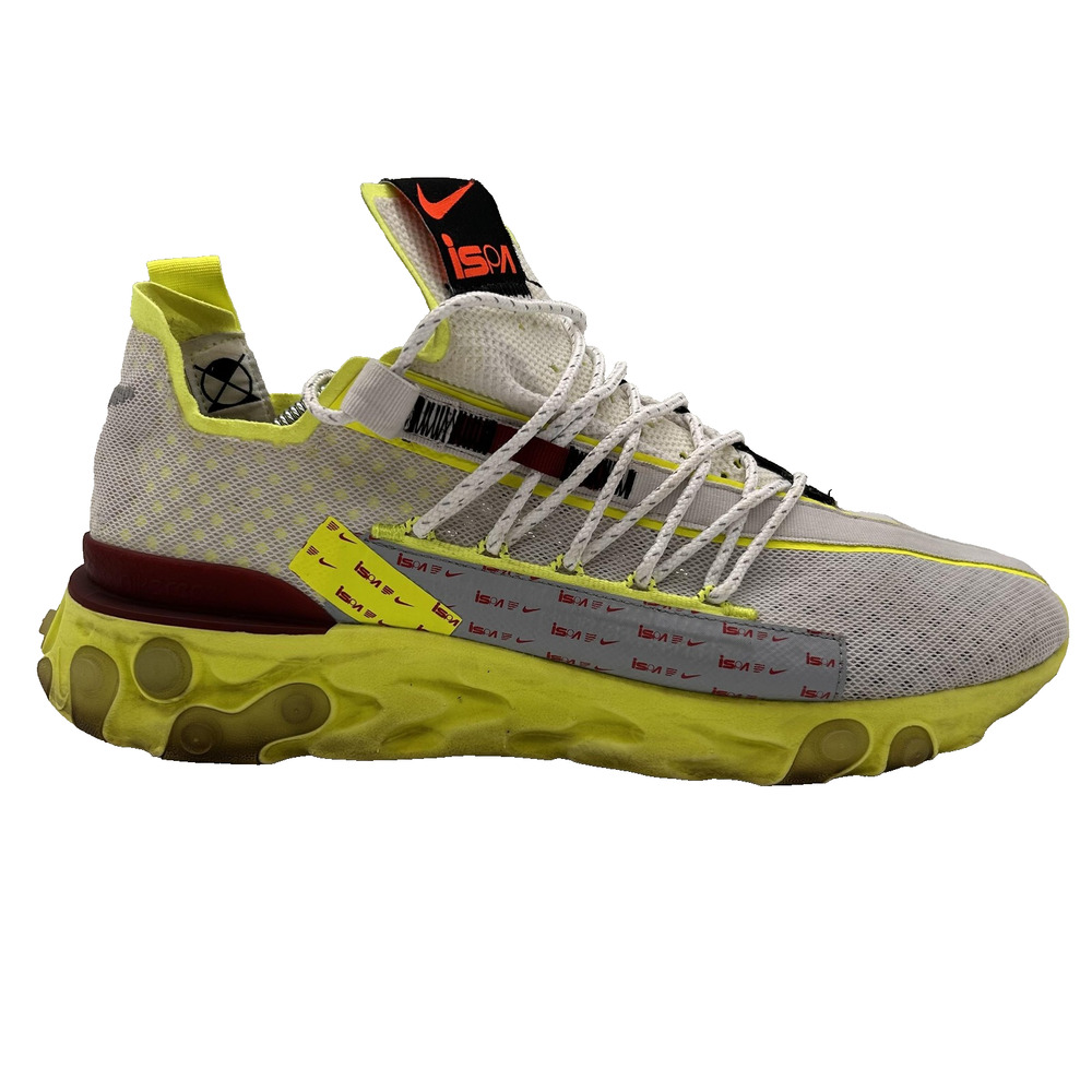 Nike ISPA React WR Shoes Mens 11.5 White Yellow Volt Sneakers Running Comfort